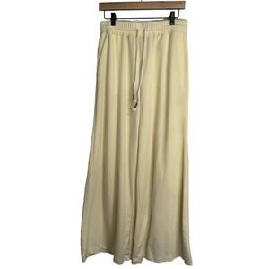 Body & Sol Ivory Wide Leg Pants Size S Pull On Athleisure Casual